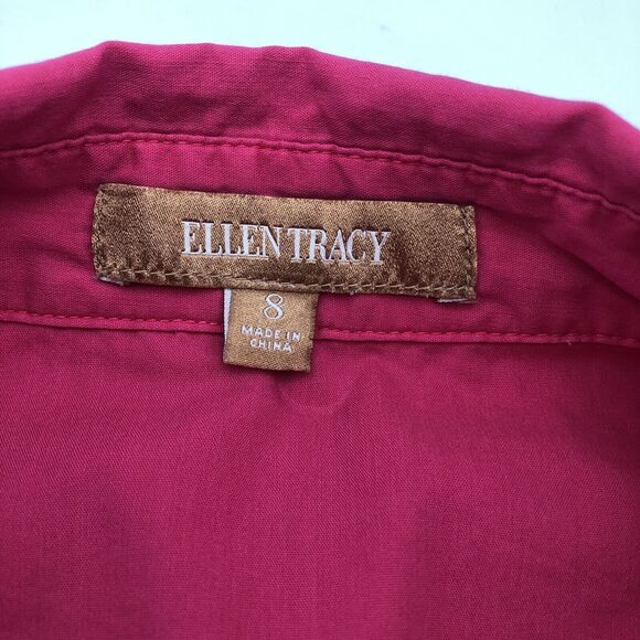 Ellen Tracy Button Up Collared Long Sleeve Shirt Berry Red Size 8 Western - Picture 5 of 9